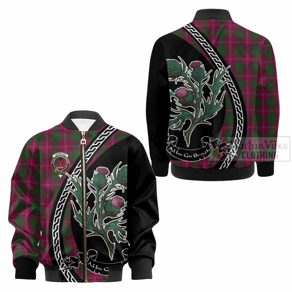 Crawford Family Crest Tartan Kid Bomber Jacket Alba Thistle Inspired - Tartan Vibes Clothing
