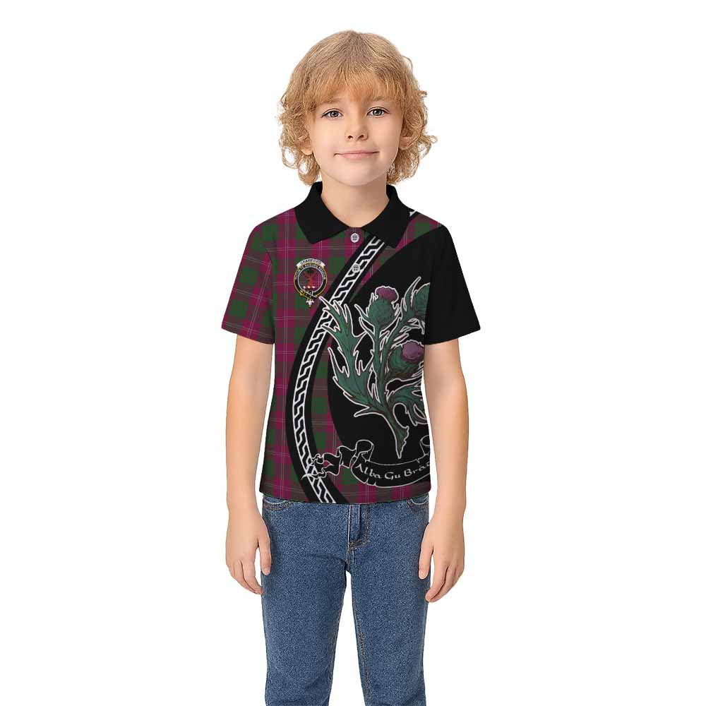 Crawford Family Crest Tartan Kid Polo Shirt Alba Thistle Inspired - Tartan Vibes Clothing
