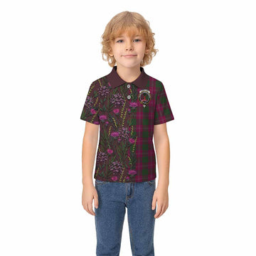 Crawford Family Crest Tartan Kid Polo Shirt Scottish Thistle Flower Pattern Half Style - Tartan Vibes Clothing