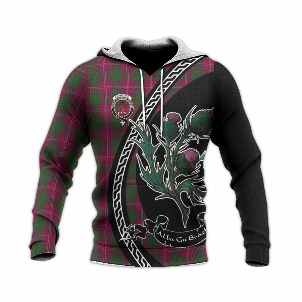 Crawford Family Crest Tartan Knitted Hoodie Alba Thistle Inspired - Tartan Vibes Clothing