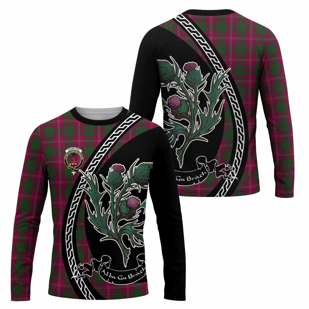 Crawford Family Crest Tartan Long Sleeve T-Shirt Alba Thistle Inspired - Tartan Vibes Clothing