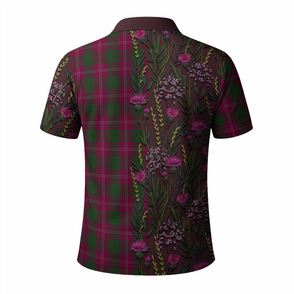 Crawford Family Crest Tartan Polo Shirt Scottish Thistle Flower Pattern Half Style - Tartan Vibes Clothing
