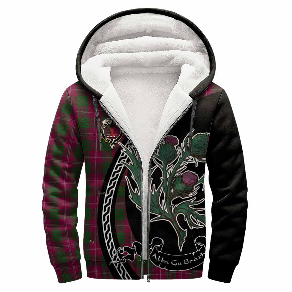 Crawford Family Crest Tartan Sherpa Hoodie Alba Thistle Inspired - Tartan Vibes Clothing
