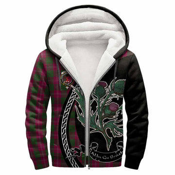 Crawford Family Crest Tartan Sherpa Hoodie Alba Thistle Inspired
