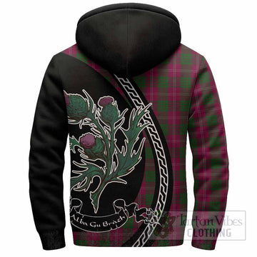 Crawford Family Crest Tartan Sherpa Hoodie Alba Thistle Inspired