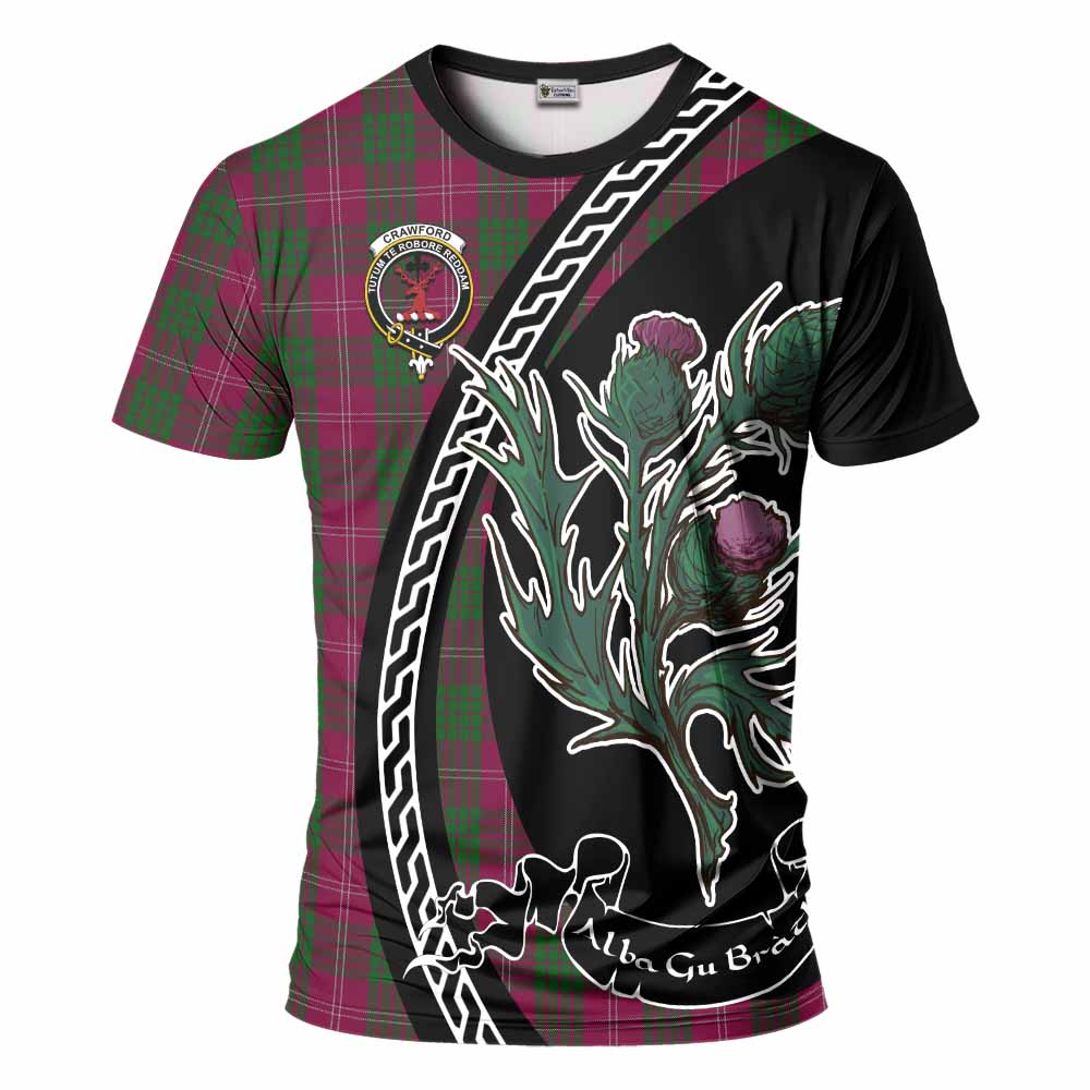 Crawford Family Crest Tartan T-Shirt Alba Thistle Inspired - Tartan Vibes Clothing