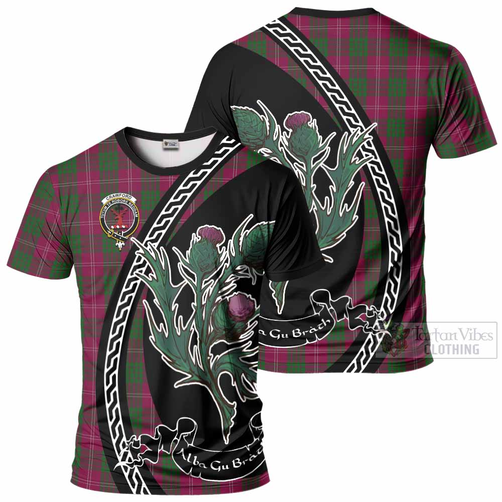 Crawford Family Crest Tartan T-Shirt Alba Thistle Inspired - Tartan Vibes Clothing
