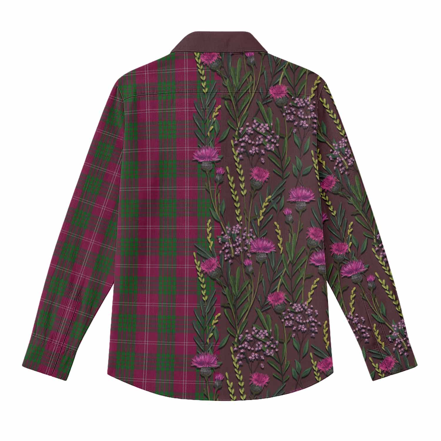 Crawford Family Crest Tartan Women Casual Shirt Scottish Thistle Flower Pattern Half Style - Tartan Vibes Clothing