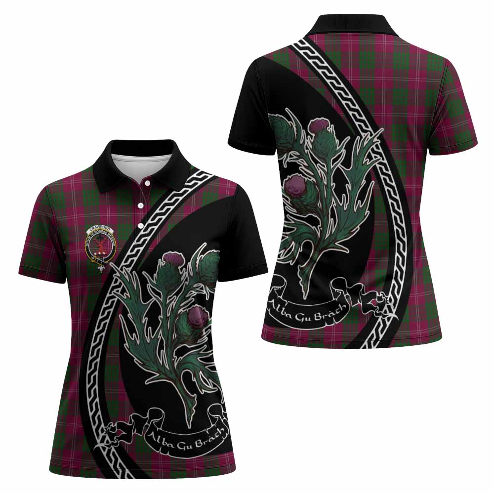 Crawford Family Crest Tartan Women Polo Shirt Alba Thistle Inspired - Tartan Vibes Clothing