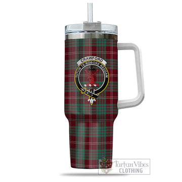 Crawford Modern Tartan and Family Crest Tumbler with Handle