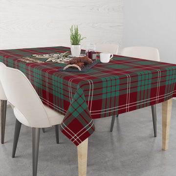 Crawford Modern Tartan Tablecloth with Clan Crest and the Golden Sword of Courageous Legacy