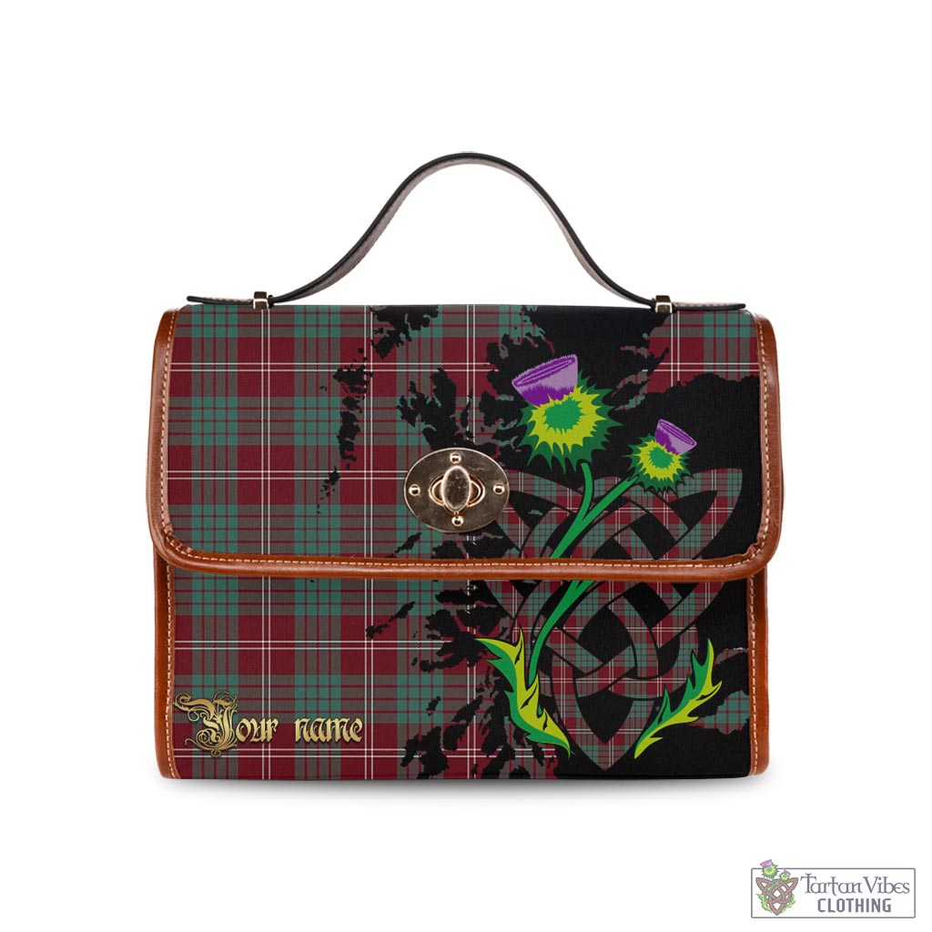 Tartan Vibes Clothing Crawford Modern Tartan Waterproof Canvas Bag with Scotland Map and Thistle Celtic Accents