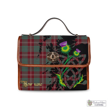 Crawford Modern Tartan Waterproof Canvas Bag with Scotland Map and Thistle Celtic Accents