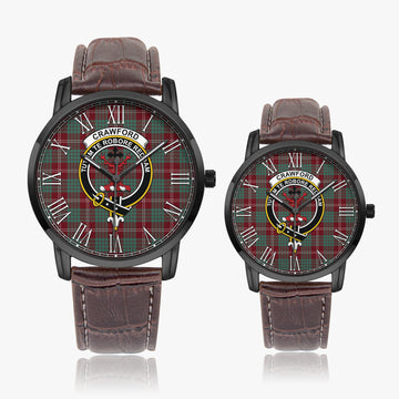 Crawford Modern Tartan Family Crest Leather Strap Quartz Watch