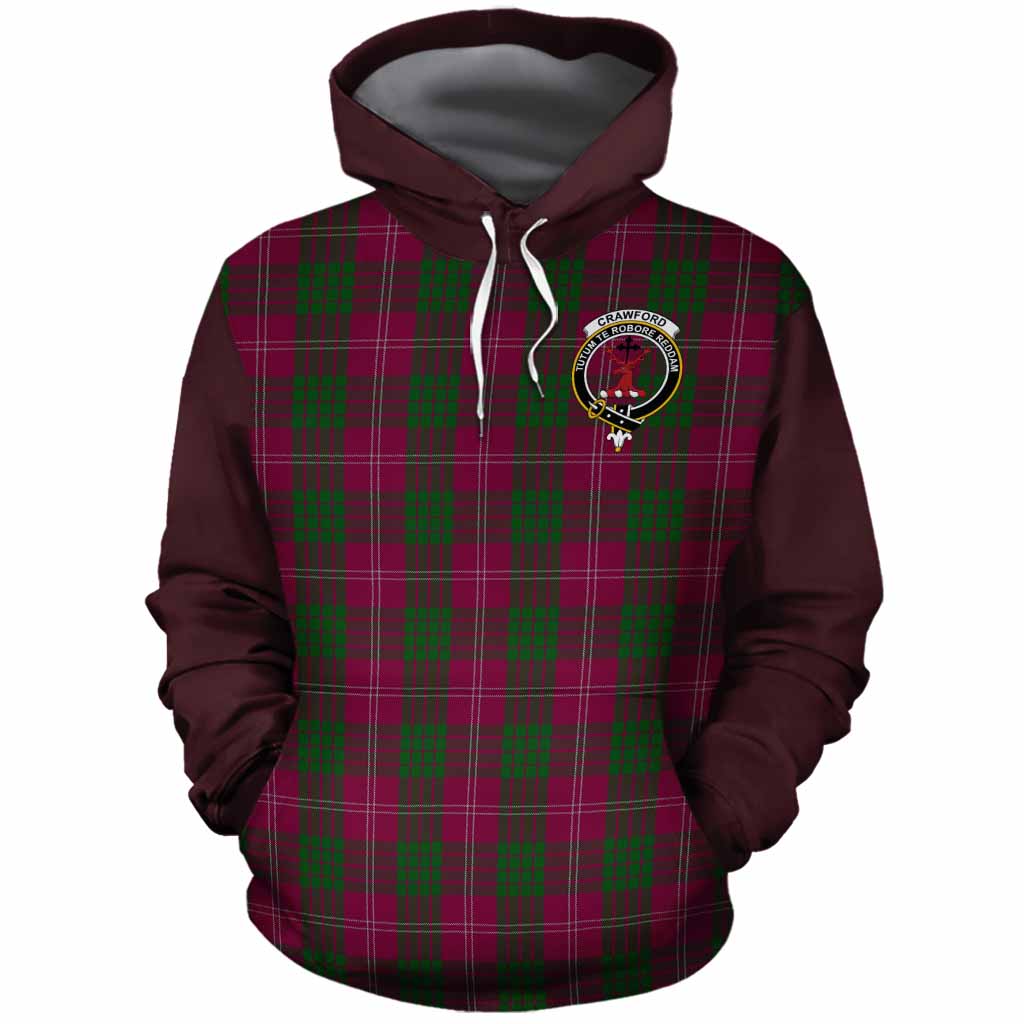 Crawford Tartan Accent Cotton Hoodie with Family Crest