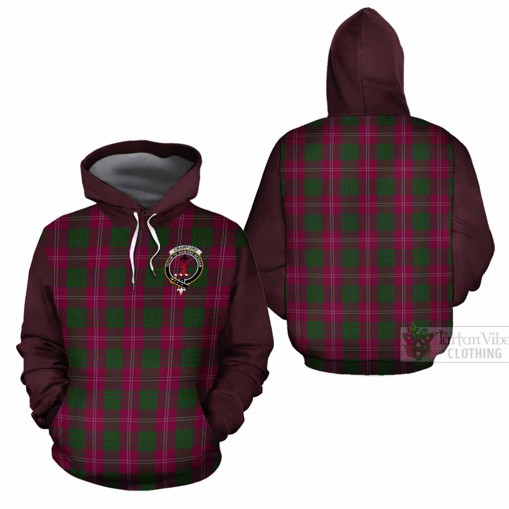 Crawford Tartan Accent Cotton Hoodie with Family Crest