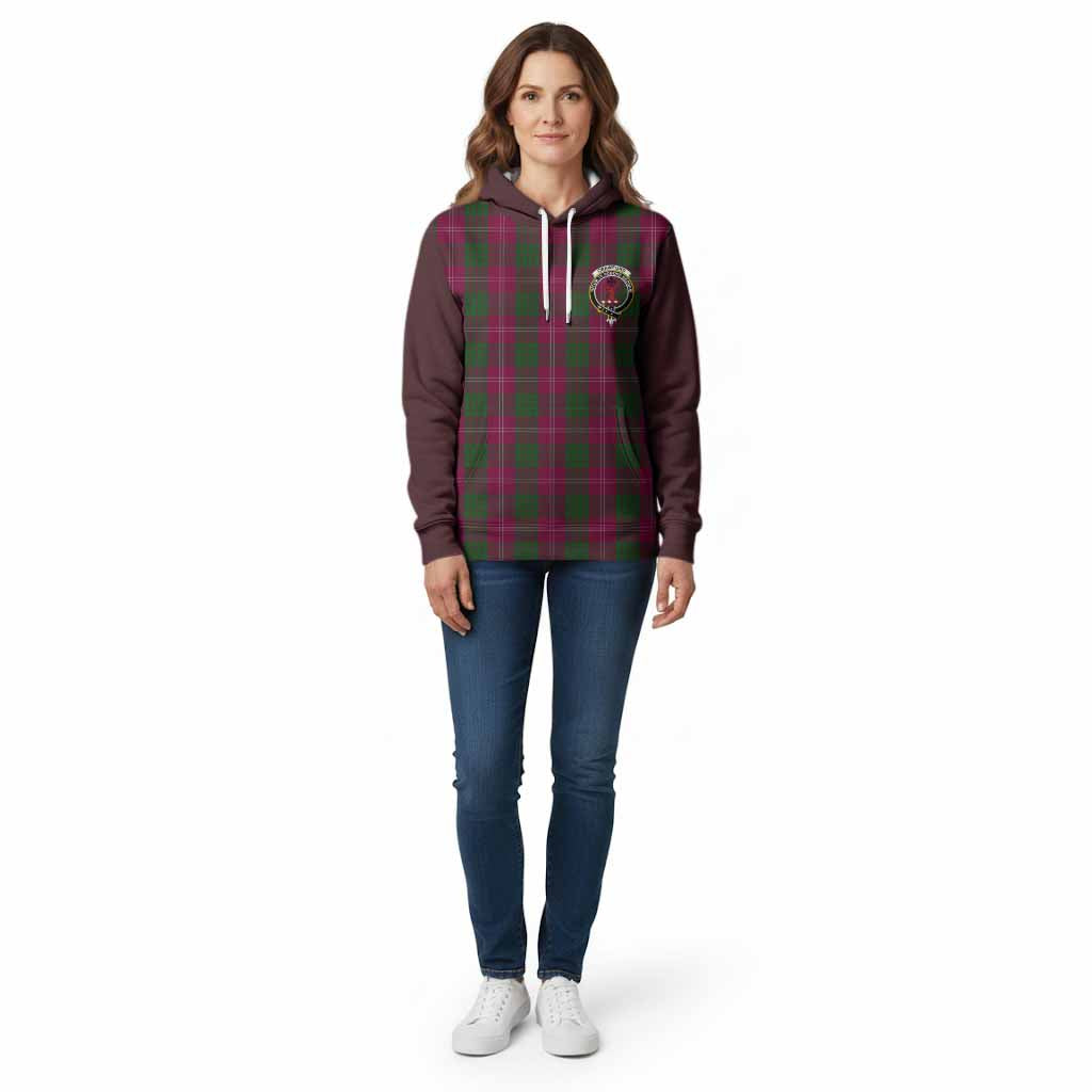 Crawford Tartan Accent Cotton Hoodie with Family Crest