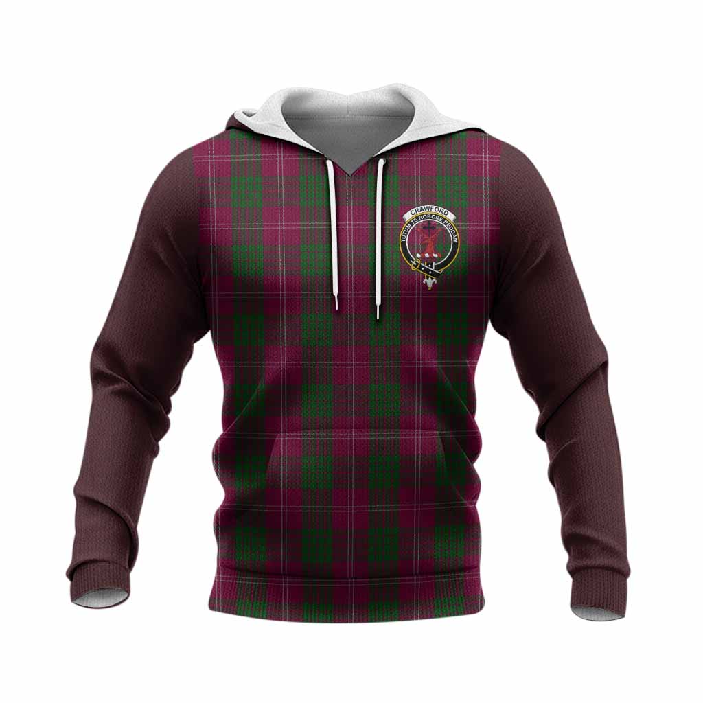 Crawford Tartan Accent Knitted Hoodie with Family Crest