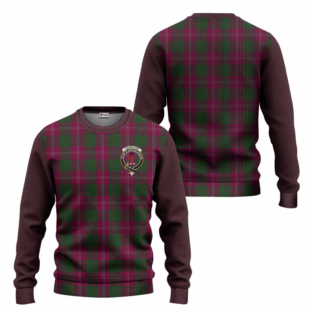 Crawford Tartan Accent Knitted Sweater with Family Crest