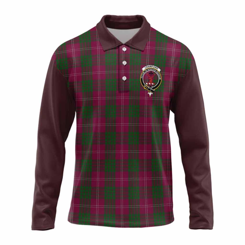 Crawford Tartan Accent Long Sleeve Polo Shirt with Family Crest