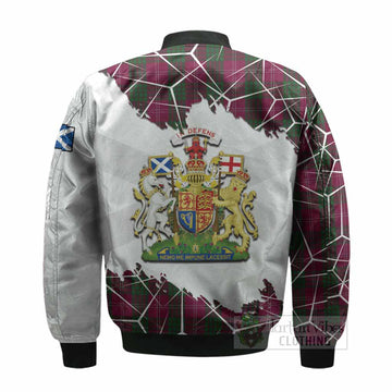 Crawford Tartan Bomber Jacket with Family Crest and Lion Rampant Grunge Style