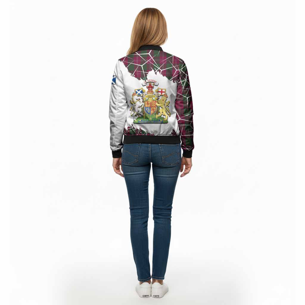 Crawford Tartan Bomber Jacket with Family Crest and Lion Rampant Grunge Style