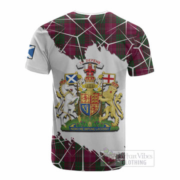 Crawford Tartan Cotton T-shirt with Family Crest and Lion Rampant Grunge Style
