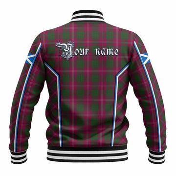 Crawford Tartan Crest Baseball Jacket Scotland Coat of Arm Flag Style