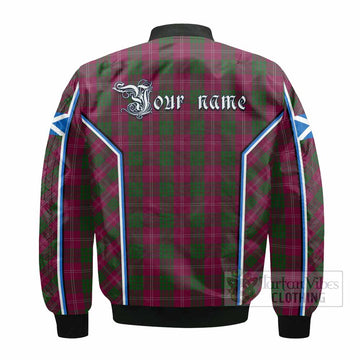 Crawford Tartan Crest Bomber Jacket Scotland Coat of Arm Flag Style
