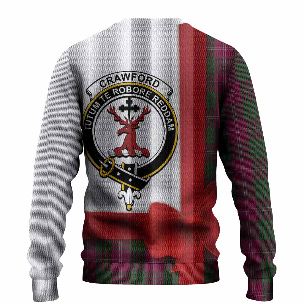 Crawford Tartan Crest Christmas Christmas Ugly Sweater Highland Cow Bagpipes Coquette Bow Style