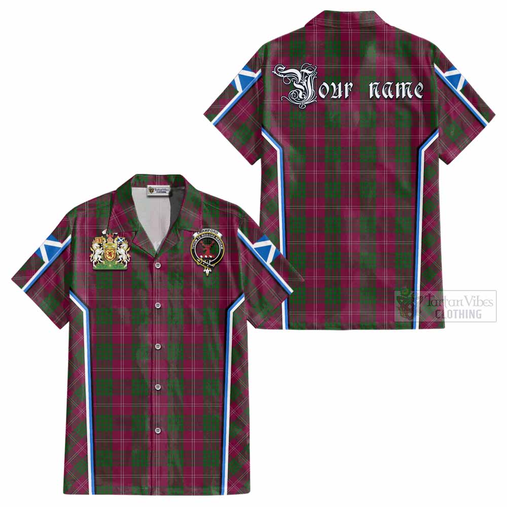 Crawford Tartan Crest Cotton Hawaiian Shirt Scotland Coat of Arm Flag Style - Tartan Vibes Clothing