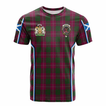 Crawford Tartan Crest Cotton T-shirt Scotland Coat of Arm Flag Style
