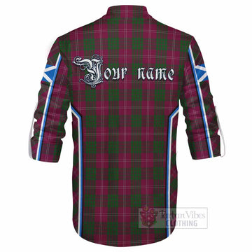 Crawford Tartan Crest Ghillie Kilt Shirt Scotland Coat of Arm Flag Style - Tartan Vibes Clothing
