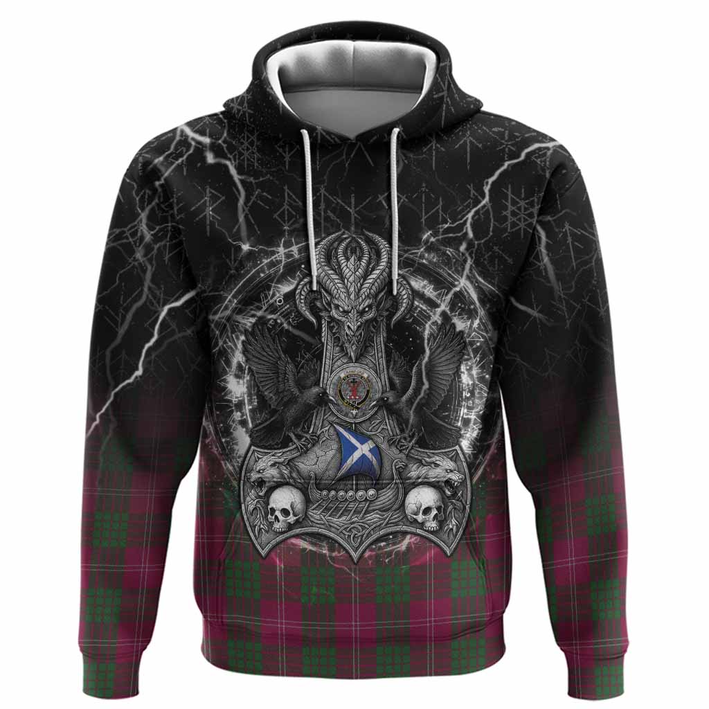 Crawford Tartan Crest Hoodie Celtic Odin's Raven Legacy
