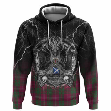 Crawford Tartan Crest Hoodie Celtic Odin's Raven Legacy