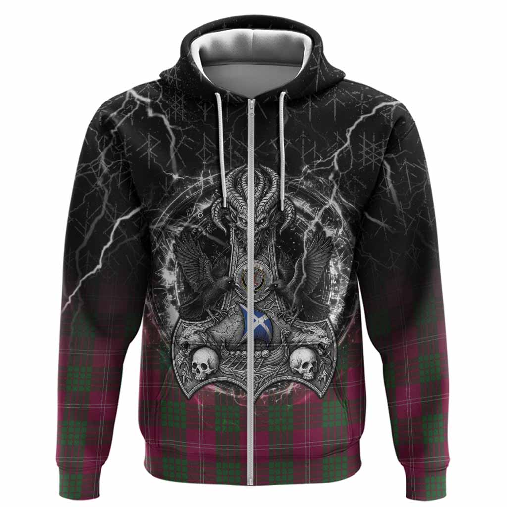Crawford Tartan Crest Hoodie Celtic Odin's Raven Legacy