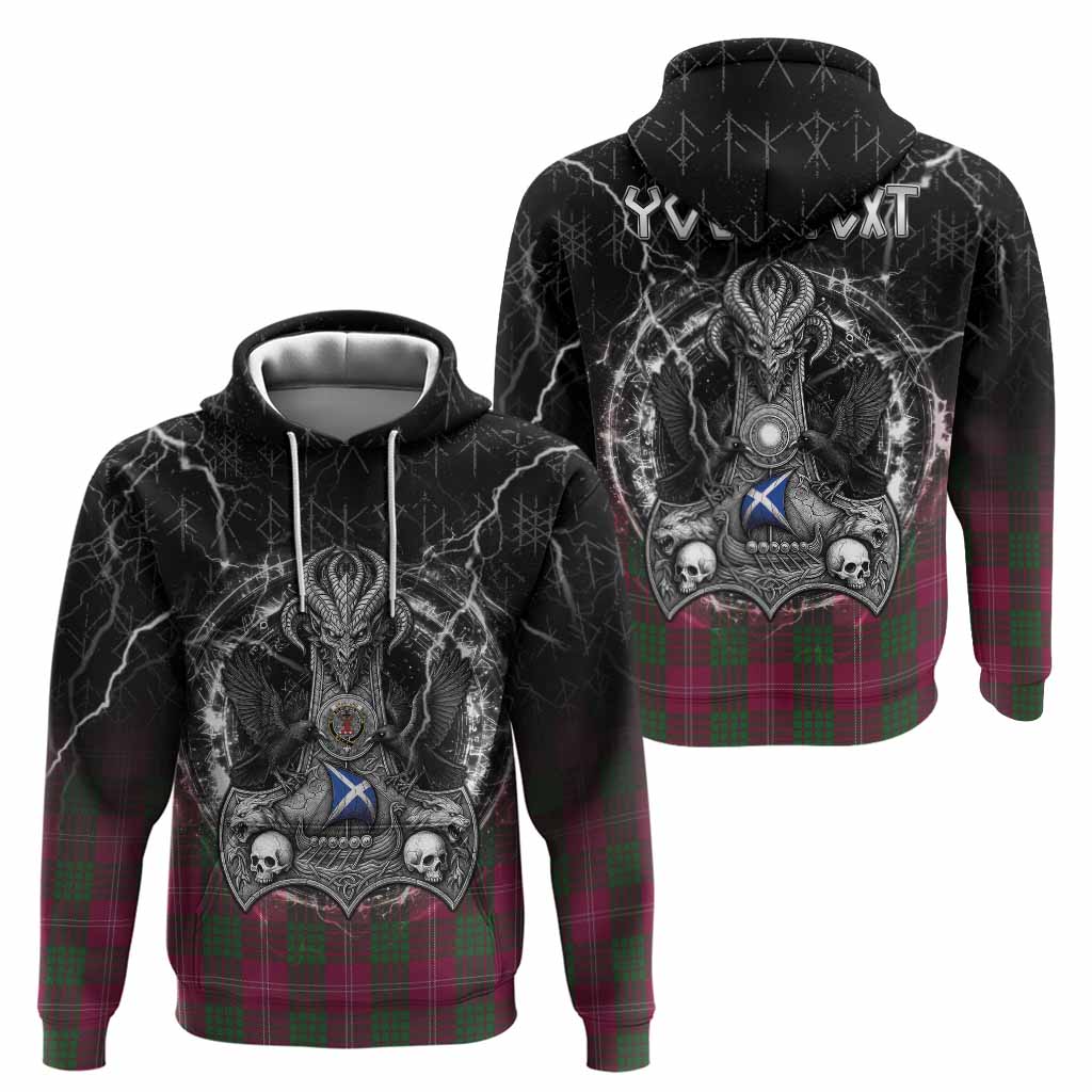 Crawford Tartan Crest Hoodie Celtic Odin's Raven Legacy