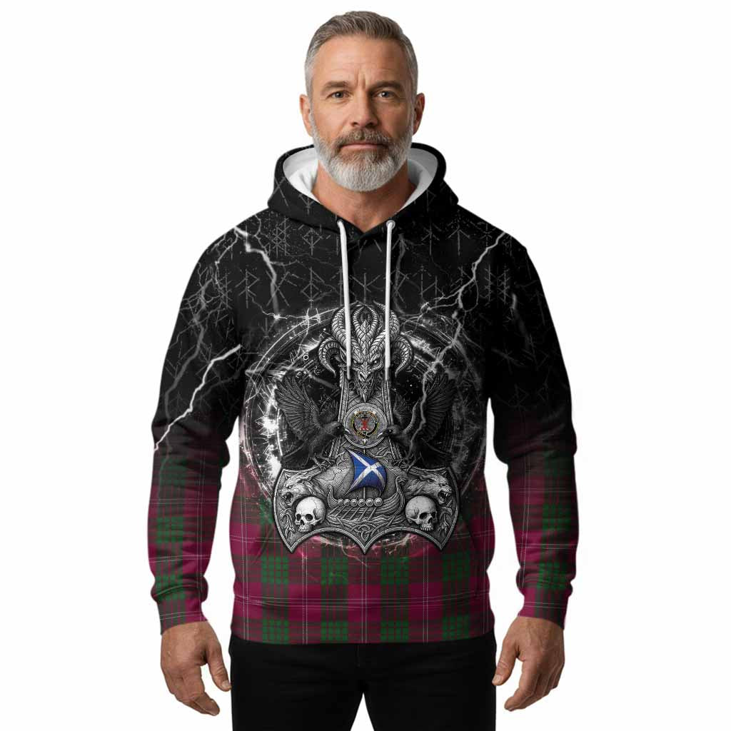Crawford Tartan Crest Hoodie Celtic Odin's Raven Legacy