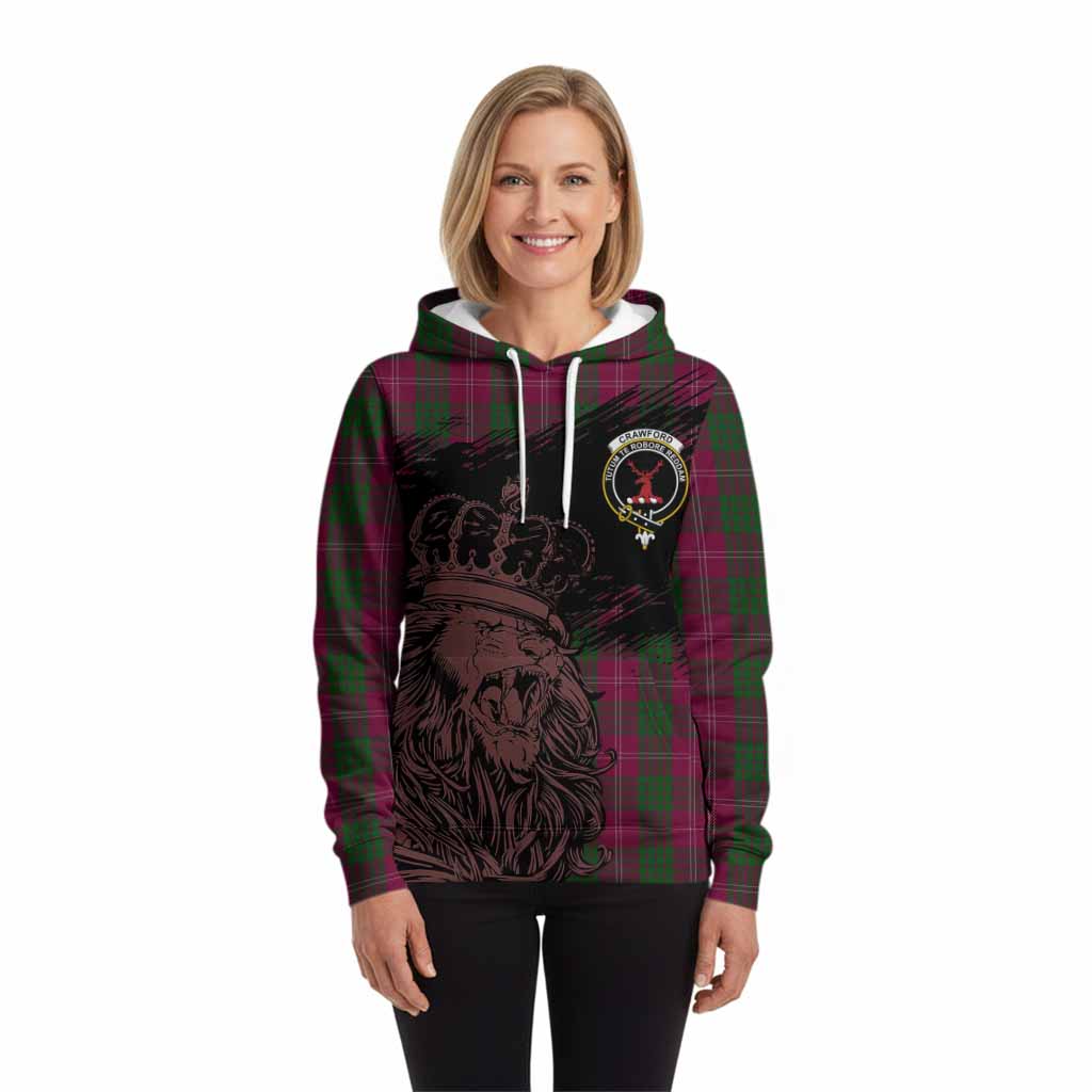 Crawford Tartan Crest Hoodie Crowned Lion Heritage Style