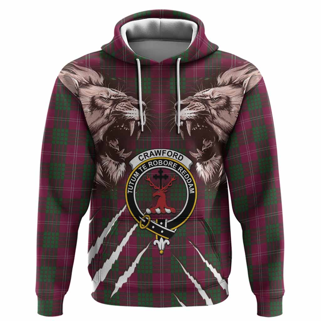 Crawford Tartan Crest Hoodie Ferocious Lion Style