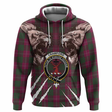 Crawford Tartan Crest Hoodie Ferocious Lion Style