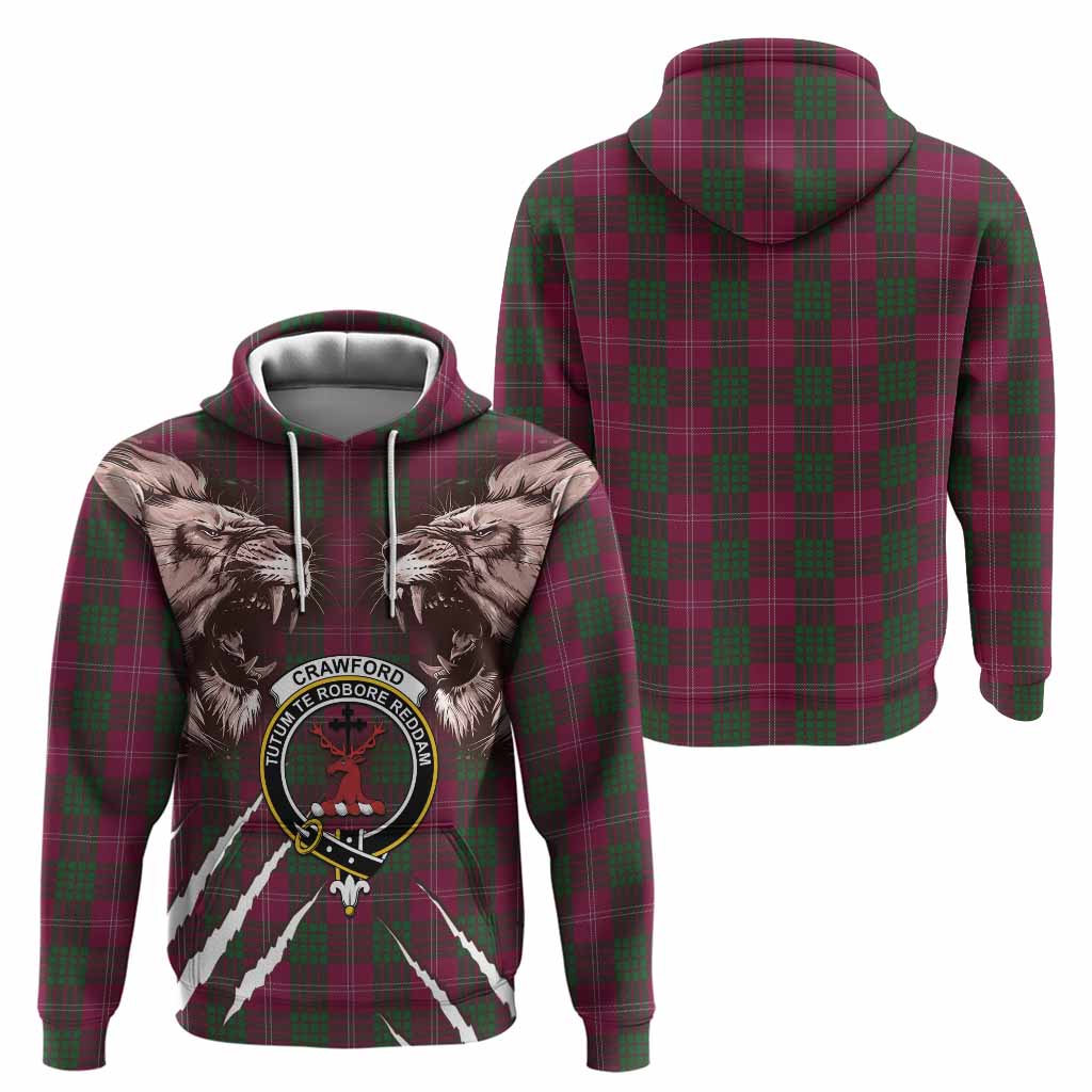 Crawford Tartan Crest Hoodie Ferocious Lion Style