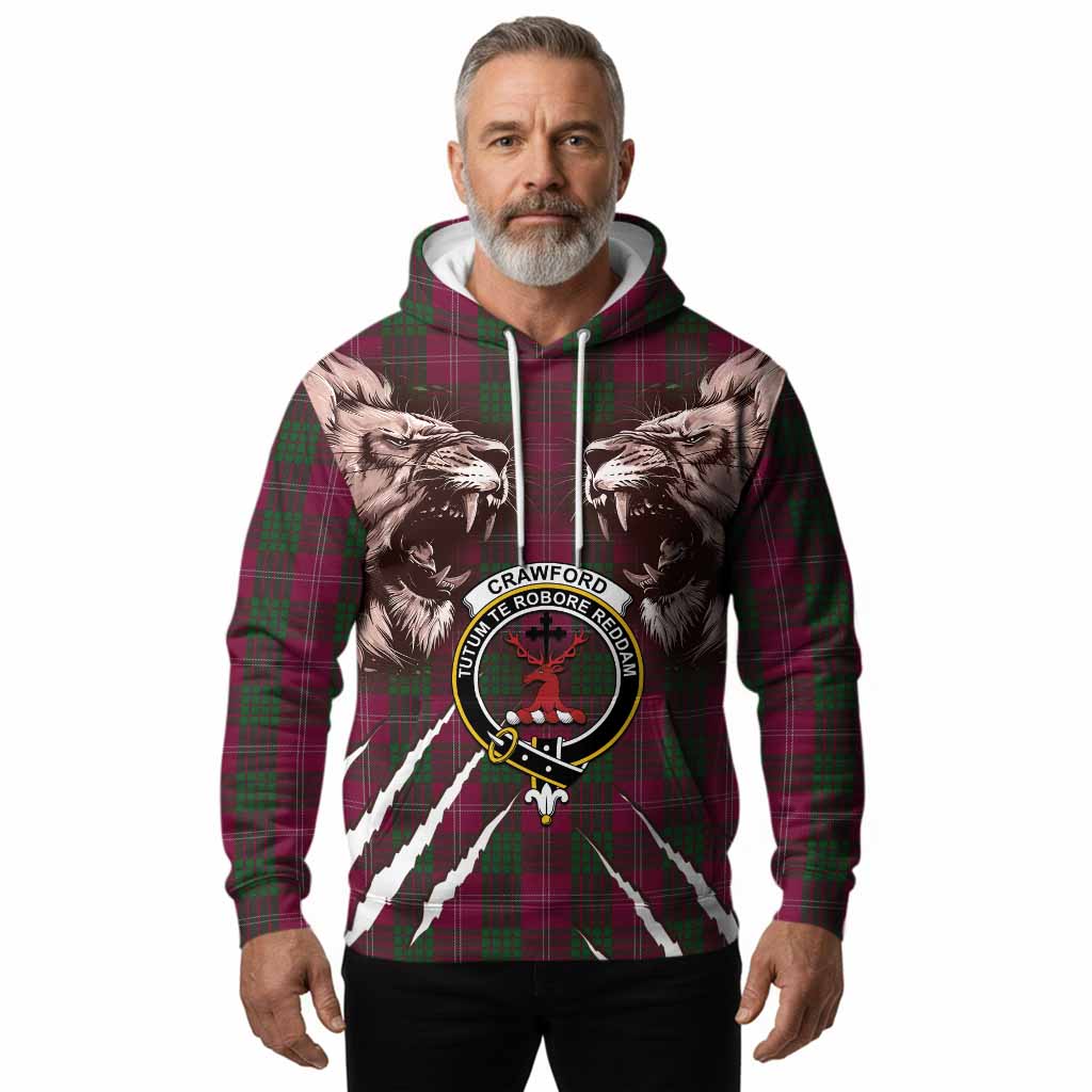 Crawford Tartan Crest Hoodie Ferocious Lion Style