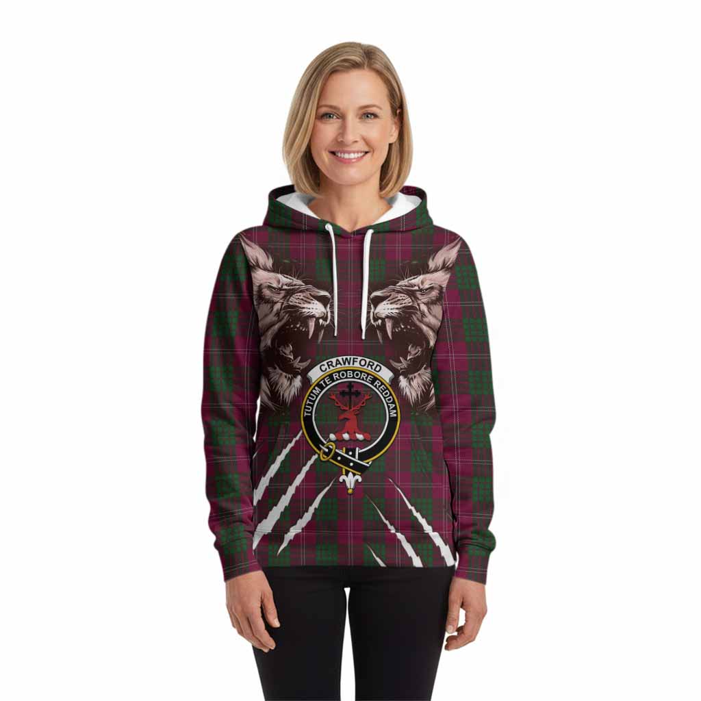 Crawford Tartan Crest Hoodie Ferocious Lion Style