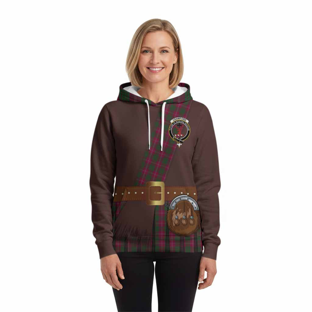 Crawford Tartan Crest Hoodie Kilt Costume Style