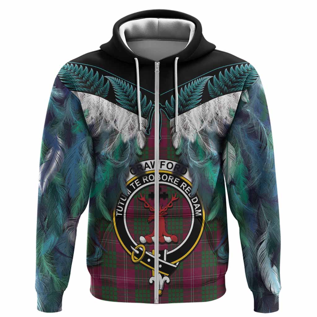 Crawford Tartan Crest Hoodie New Zealand Maori Korowai Cloak