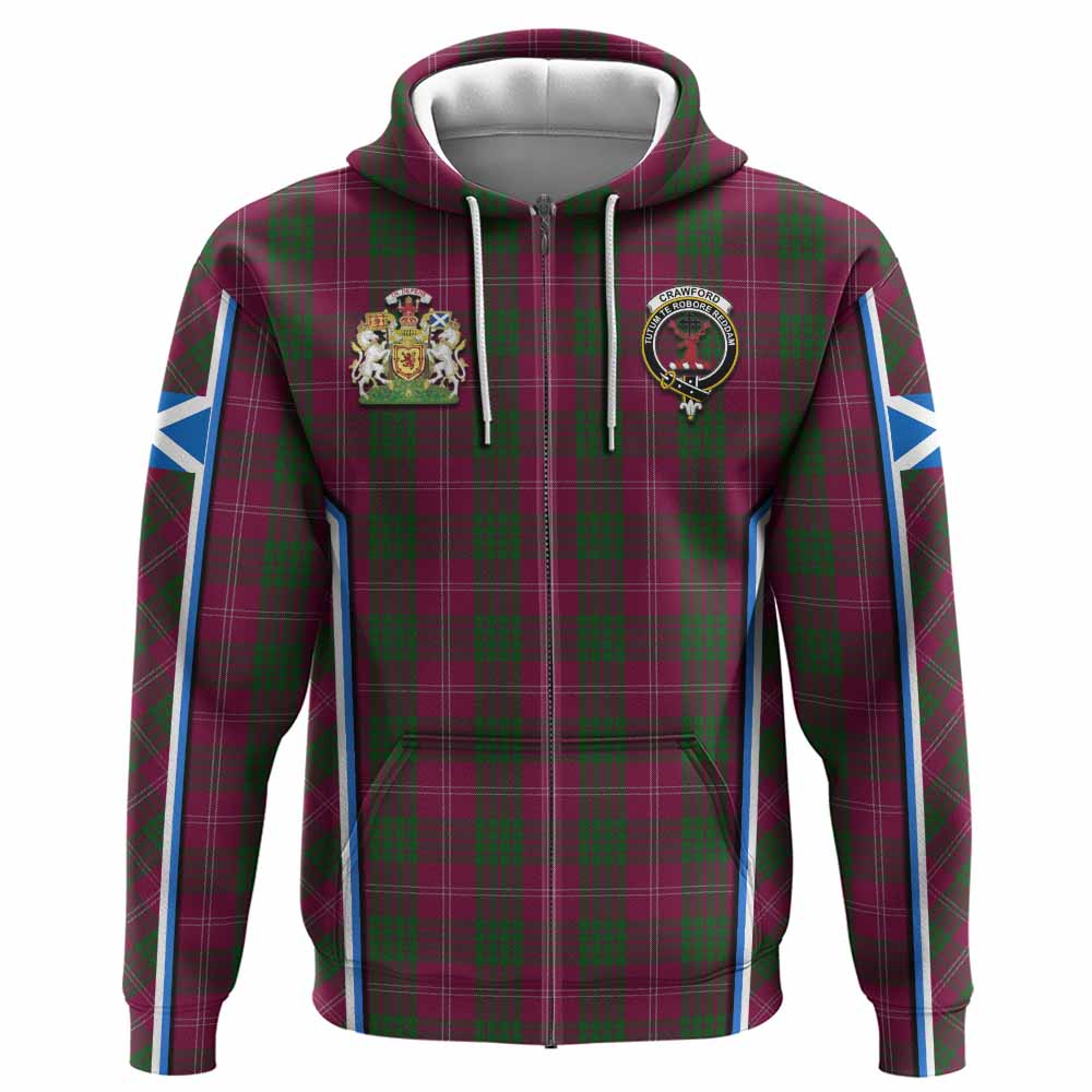 Crawford Tartan Crest Hoodie Scotland Coat of Arm Flag Style - Tartan Vibes Clothing