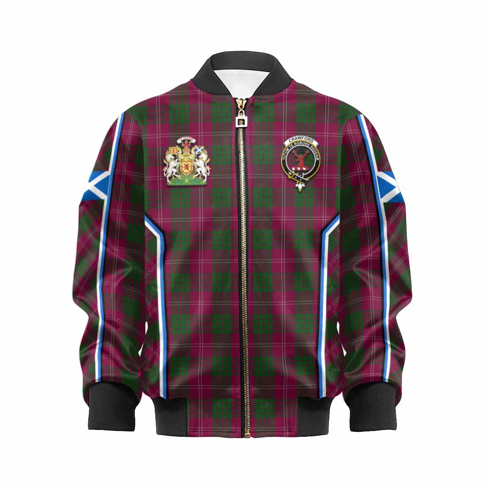 Crawford Tartan Crest Kid Bomber Jacket Scotland Coat of Arm Flag Style - Tartan Vibes Clothing