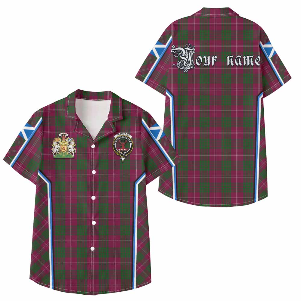 Crawford Tartan Crest Kid Hawaiian Shirt Scotland Coat of Arm Flag Style - Tartan Vibes Clothing