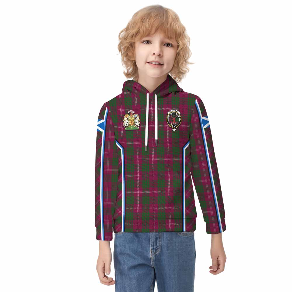 Crawford Tartan Crest Kid Hoodie Scotland Coat of Arm Flag Style - Tartan Vibes Clothing